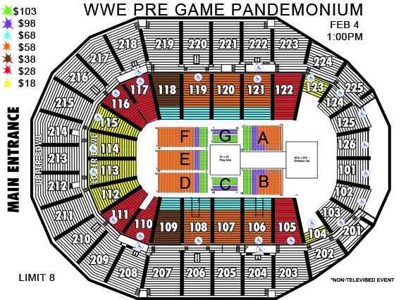 WWE Pre Game Pandemonium Seating Chart